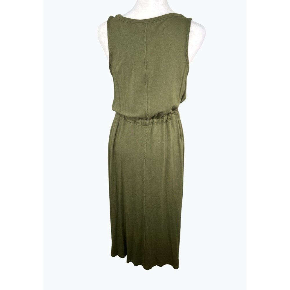 The Limited Olive Green Sleeveless Midi Dress W/ Drawstring Waist Medium - Picture 8 of 13